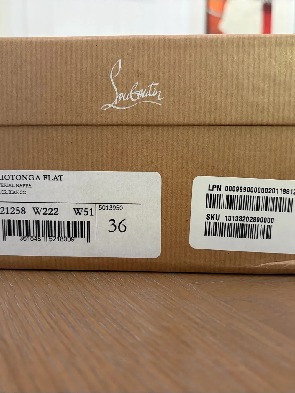 Christian Louboutin Tan Branding Shoe Box with White Logo